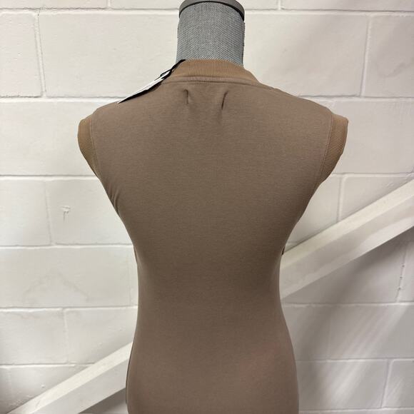 Rowan Ellis Contour Tank Sleeveless Slit Cotton Midi Dress in Stone Beige S NWT - Picture 9 of 11